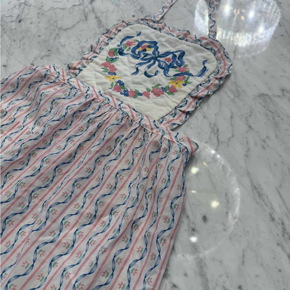 EXCELLENT Vintage 1980s Apron Kitchen T&CL Baking Cooking Pink Blue RARE - Picture 3 of 6